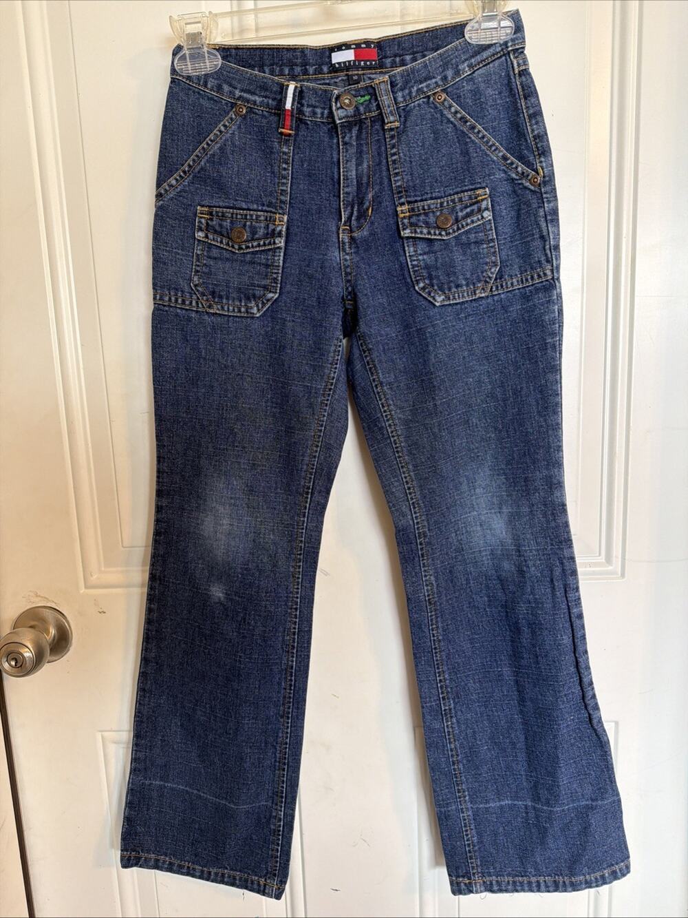 Vintage Tommy Hilfiger Flare Boot Cut Leg Jeans 10 Low Rise Blue Denim Kids